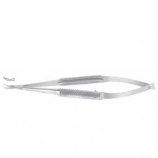 Troutman Micro Needle Holder Strongly Curved - Delicate - Round Handle - With Lock Stainless Steel, 12 cm - 4 3/4"